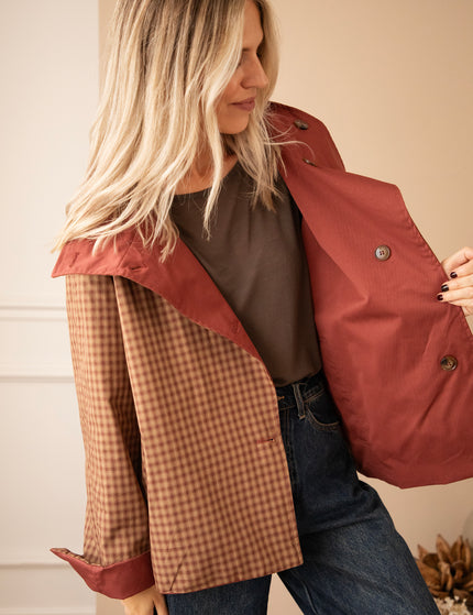 Jacke - Twin Side Trench - Weinrot