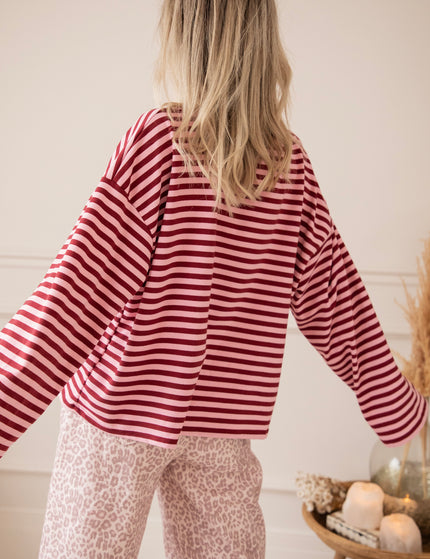 Sadie Stripe Pink/Bordeaux - Longsleeve