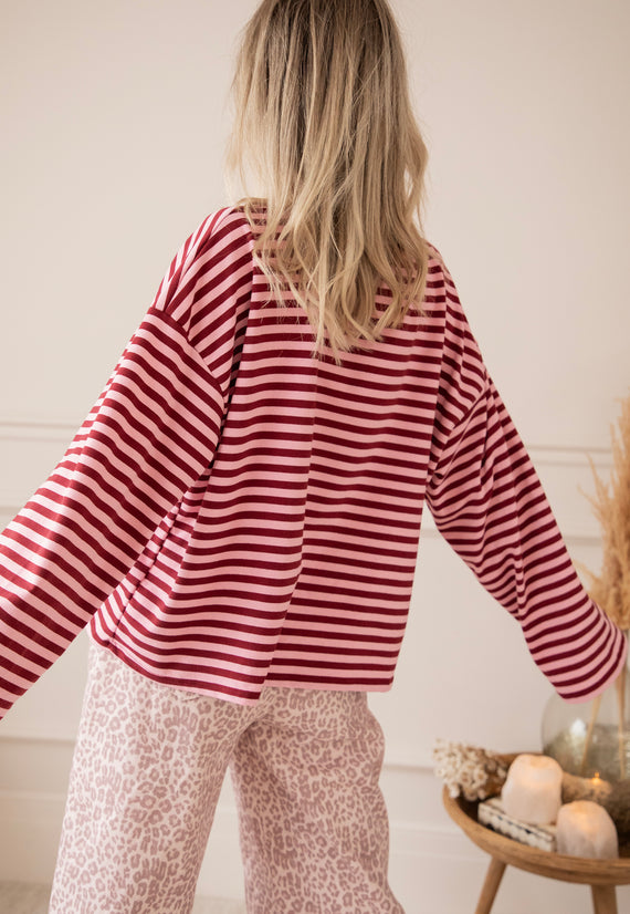 Sadie Stripe Pink/Bordeaux - Longsleeve