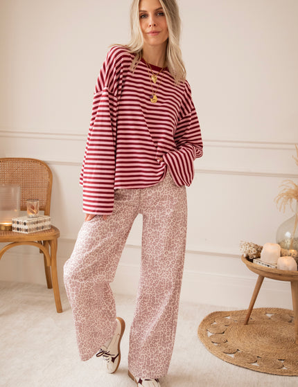 Sadie Stripe Pink/Bordeaux - Longsleeve
