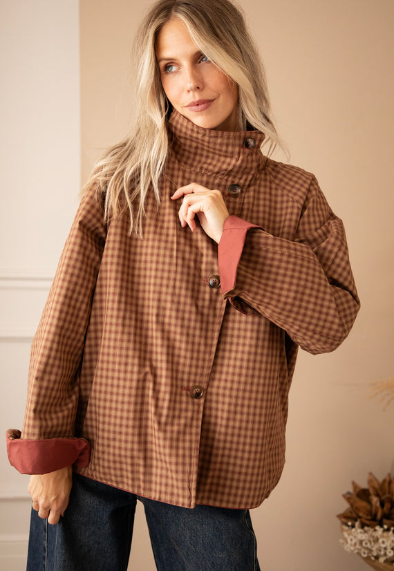 Jacke - Twin Side Trench - Weinrot