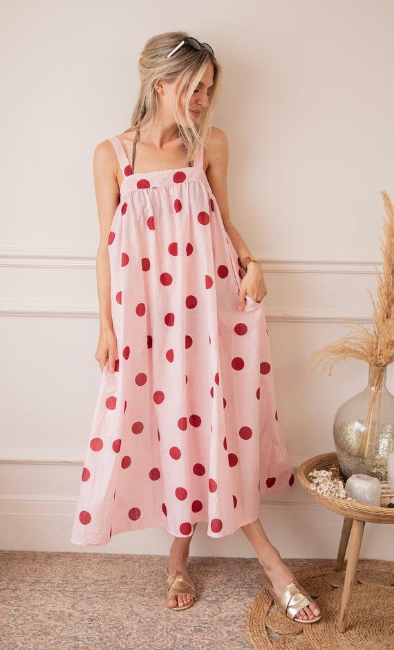 Dots Of Sunshine Baby Pink/Raspberry - Jurk