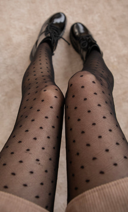 Strumpfhose - Davina Dots - Schwarz