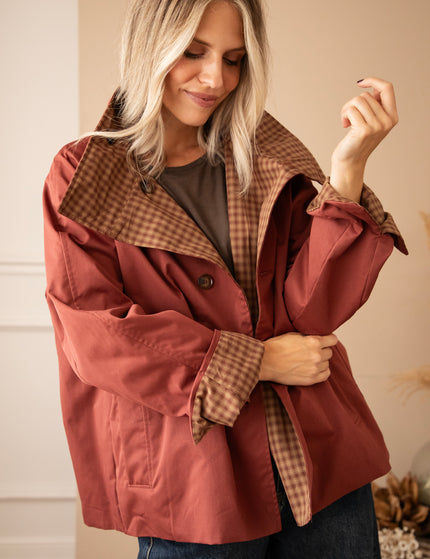 Jacke - Twin Side Trench - Weinrot