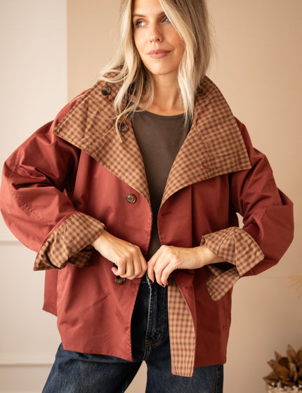 Jacke - Twin Side Trench - Weinrot