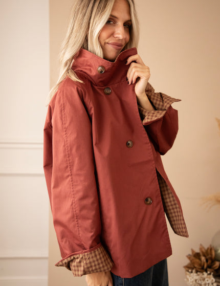 Jacke - Twin Side Trench - Weinrot