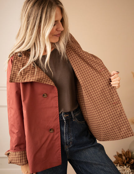 Jacke - Twin Side Trench - Weinrot