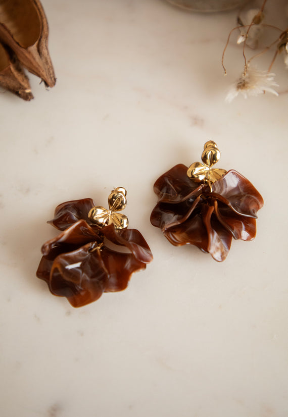 Leaves Are Falling Brown/Gold - Oorbellen