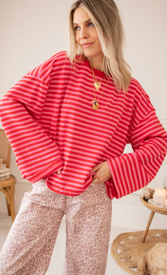 Sadie Stripe Pink/Red - Longsleeve