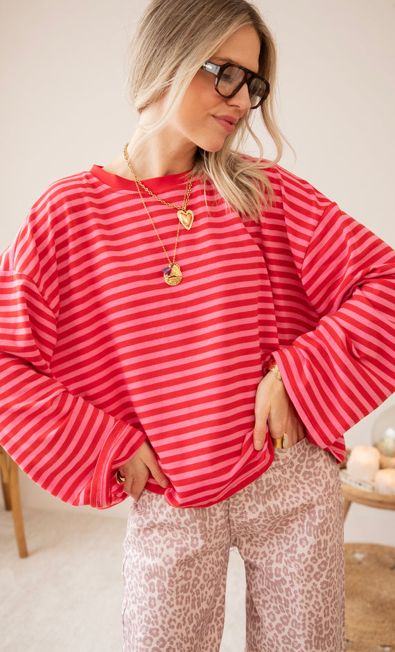 Sadie Stripe Pink/Red - Longsleeve