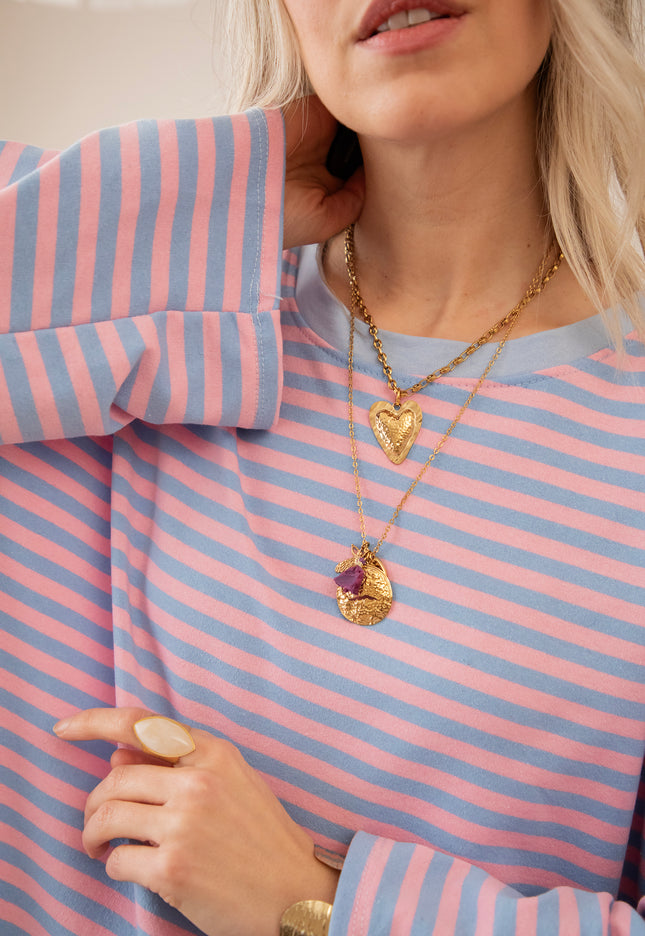Sadie Stripe Soft Pink/Baby Blue - Longsleeve