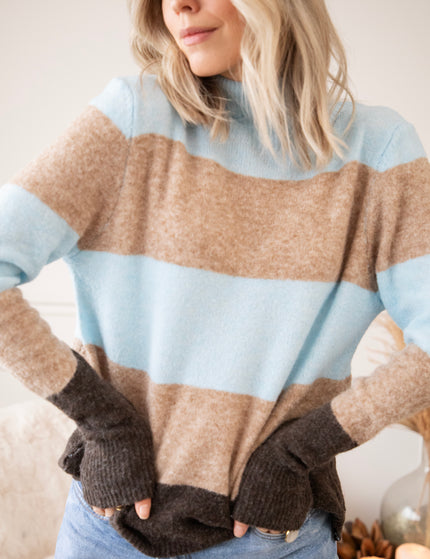 Pullover - Stripe Heaven - Hellblau/Camel