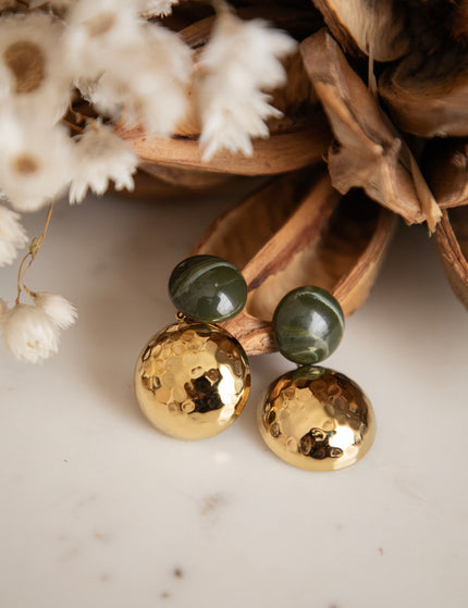 Marbelous Dark Green/Gold - Oorbellen