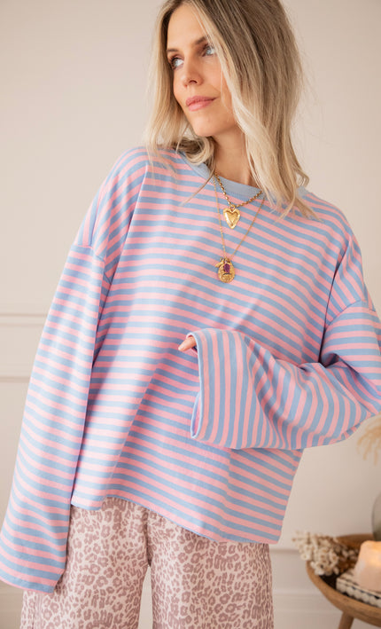 Sadie Stripe Soft Pink/Baby Blue - Longsleeve