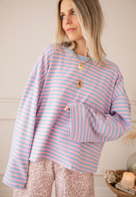 Sadie Stripe Soft Pink/Baby Blue - Longsleeve