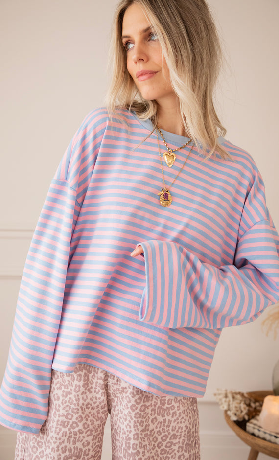 Sadie Stripe Soft Pink/Baby Blue - Longsleeve