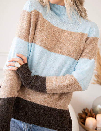 Pullover - Stripe Heaven - Hellblau/Camel