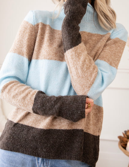 Pullover - Stripe Heaven - Hellblau/Camel