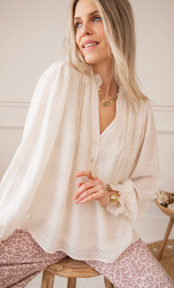 Whisper Waves Beige - Blouse