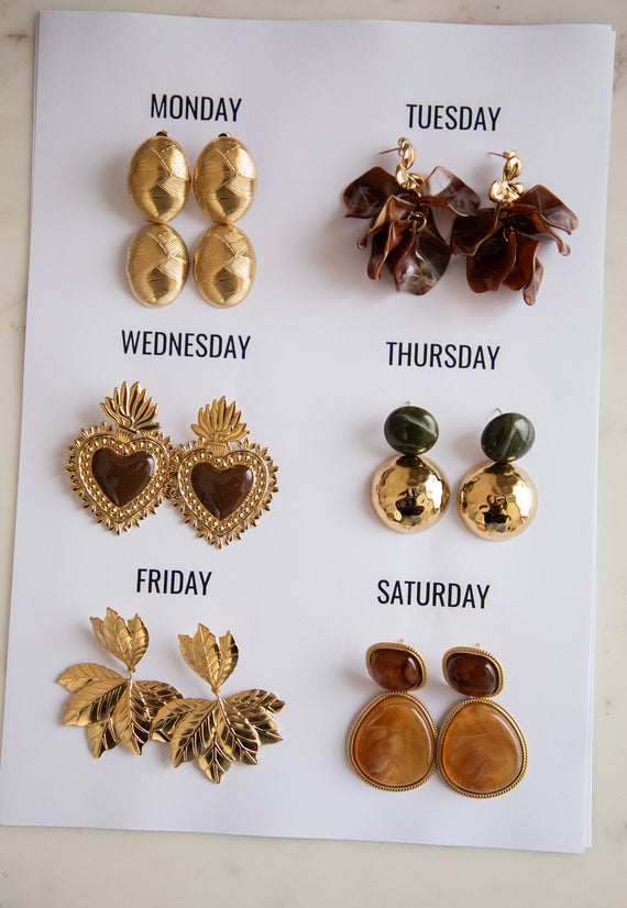 Marbelous Dark Green/Gold - Oorbellen