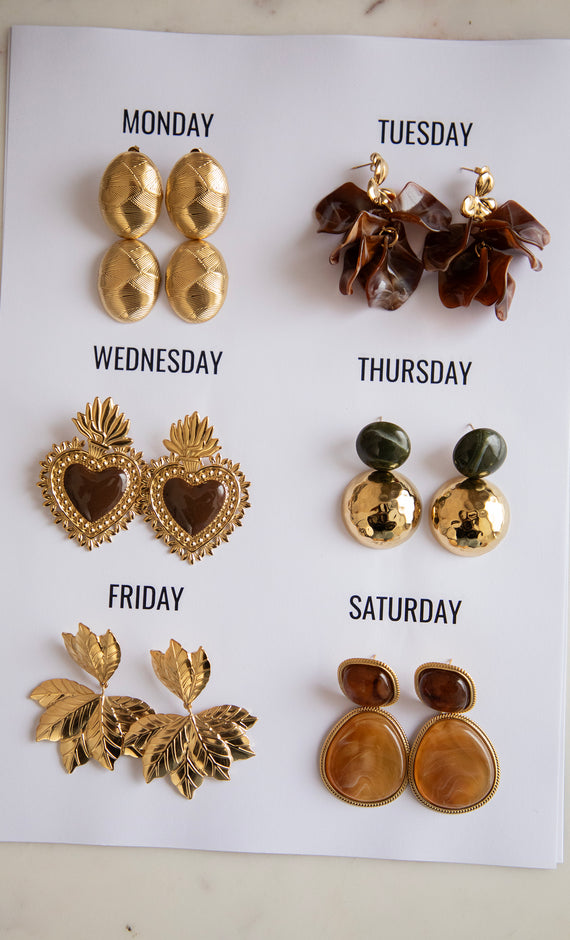 Marbelous Dark Green/Gold - Oorbellen