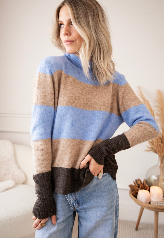 Stripe Heaven Azure/Camel - Sweater