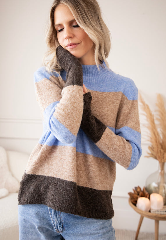 Stripe Heaven Azure/Camel - Sweater