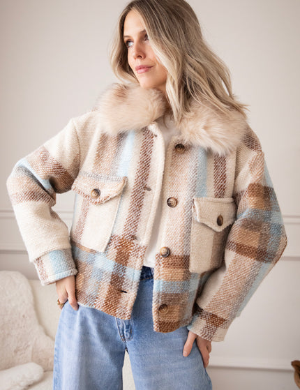 Woolly Plaid Beige/Blue - Jas