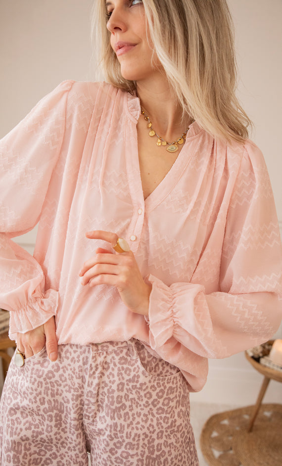 Whisper Waves Soft Pink - Blouse
