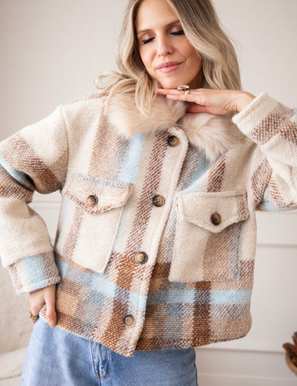 Woolly Plaid Beige/Blue - Jas