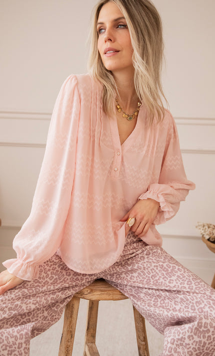 Whisper Waves Soft Pink - Blouse