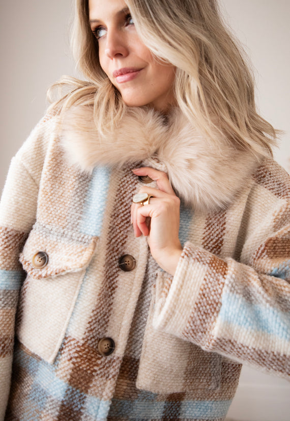 Woolly Plaid Beige/Blue - Jas