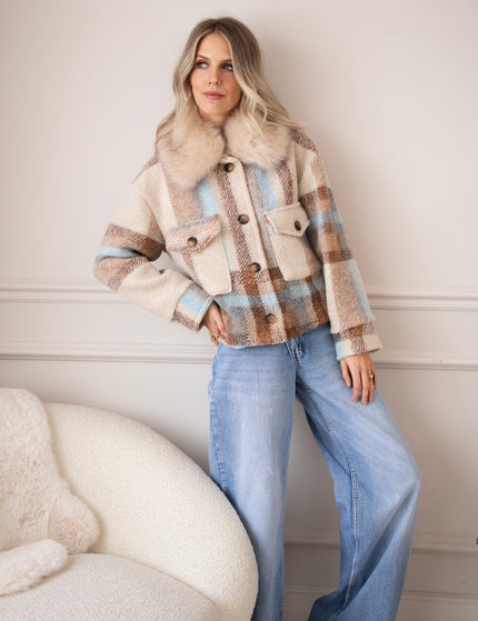 Woolly Plaid Beige/Blue - Jas