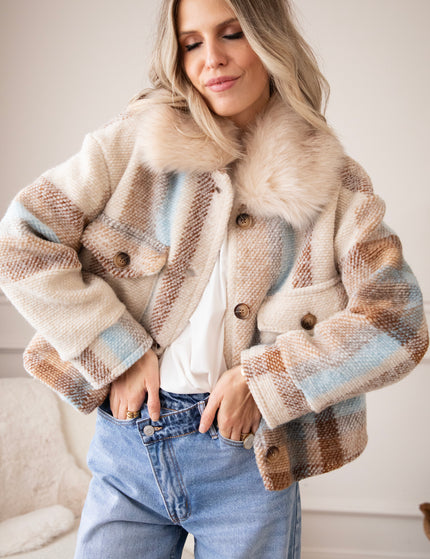 Woolly Plaid Beige/Blue - Jas
