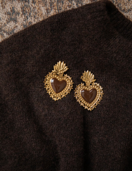 Queen Of Hearts Brown/Gold - Oorbellen