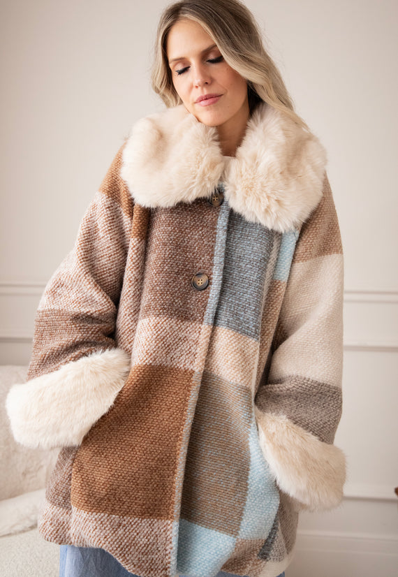 Plaid Pelt Brown/Beige - Jas