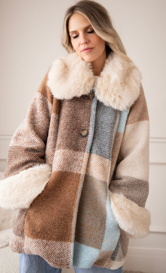 Plaid Pelt Brown/Beige - Jas