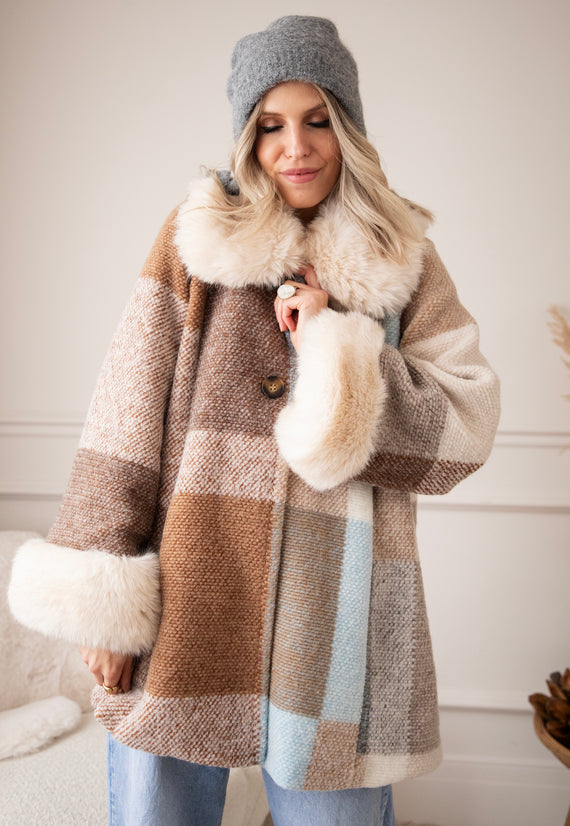 Plaid Pelt Brown/Beige - Jas