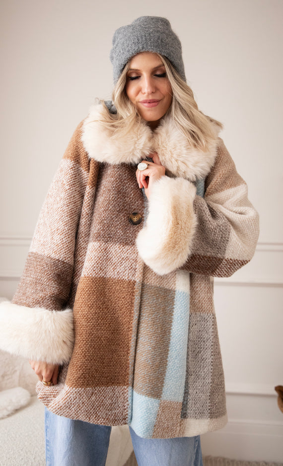 Plaid Pelt Brown/Beige - Jas