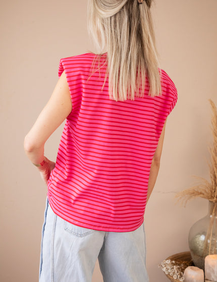 Top - Sadie Stripe Epauletten - Rosa/Rot