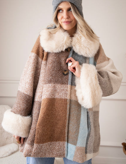 Plaid Pelt Brown/Beige - Jas