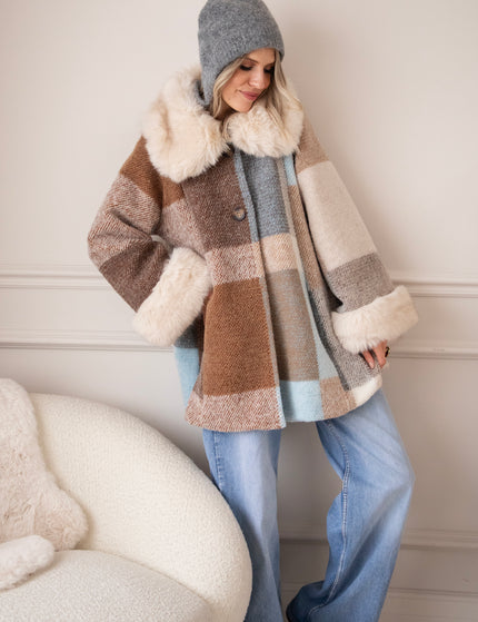 Plaid Pelt Brown/Beige - Jas