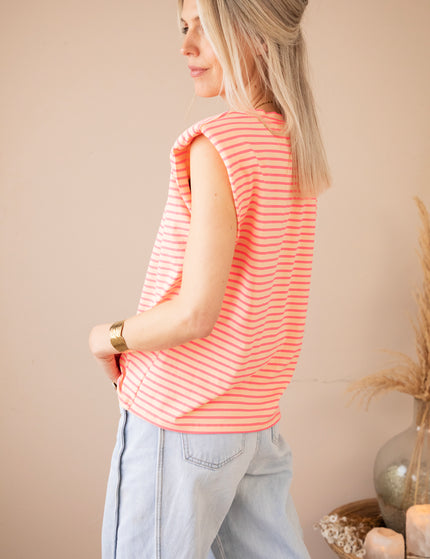 Sadie Stripe Epaulettes Orange/Fuchsia - Top
