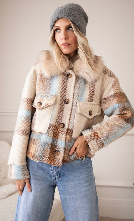 Woolly Plaid Beige/Blue - Jas