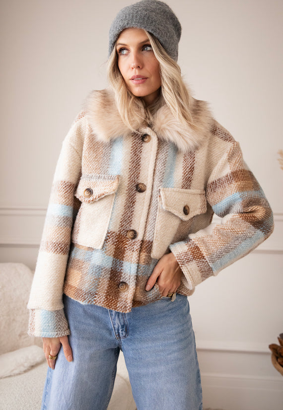 Woolly Plaid Beige/Blue - Jas