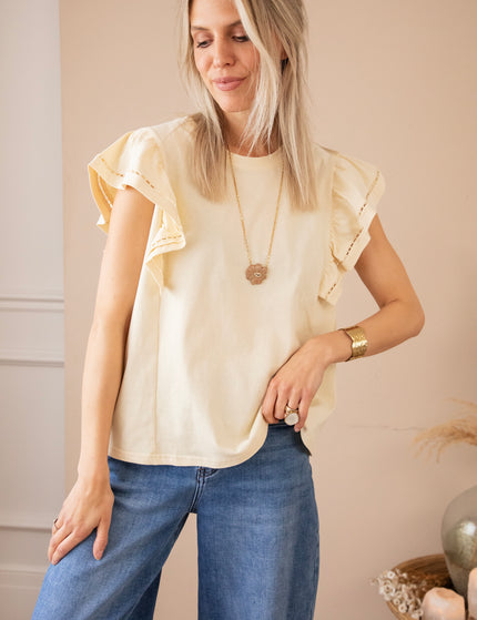 T-Shirt - Beau Ruches Butter Yellow