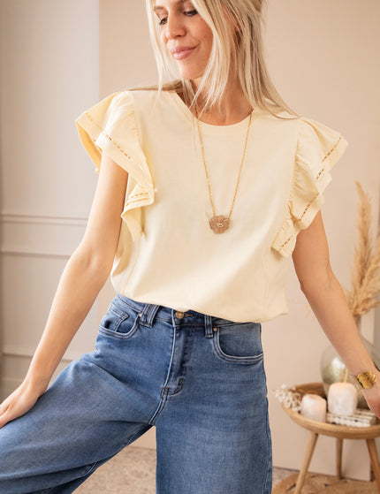T-Shirt - Beau Ruches Butter Yellow