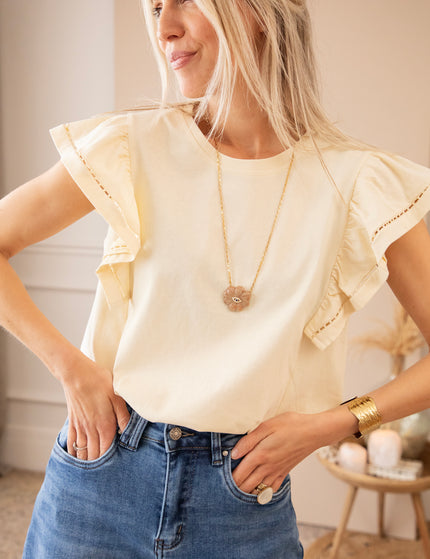 T-Shirt - Beau Ruches Butter Yellow