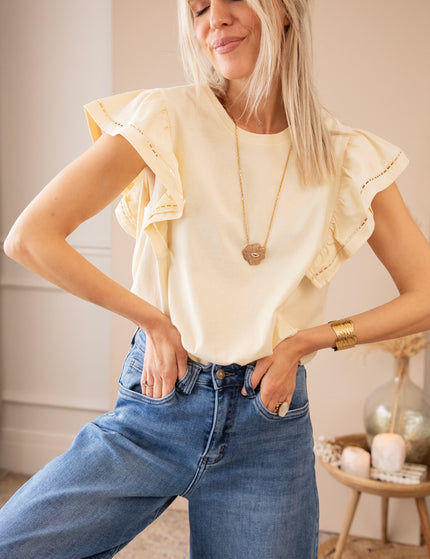 T-Shirt - Beau Ruches Butter Yellow