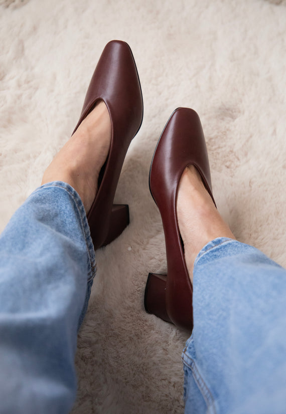 Bonny Leather Burgundy - Heels